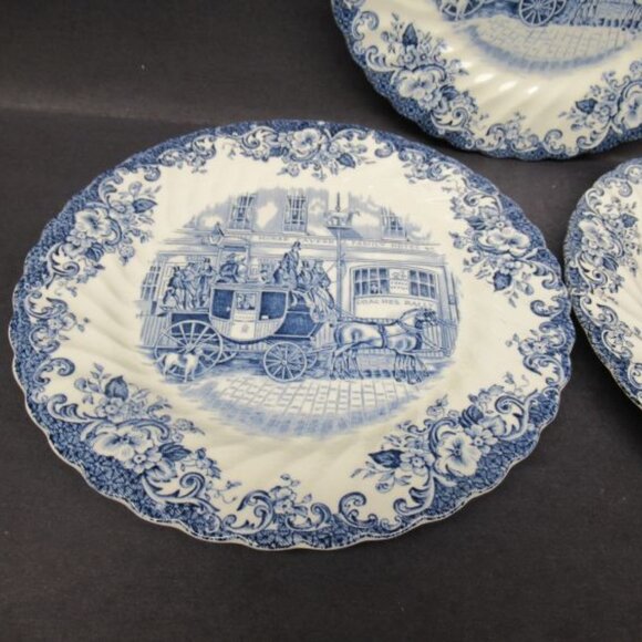 3 - Johnson Brothers England COACHING SCENES Blue 7 7/8 Inch Salad Plates - Picture 3 of 4